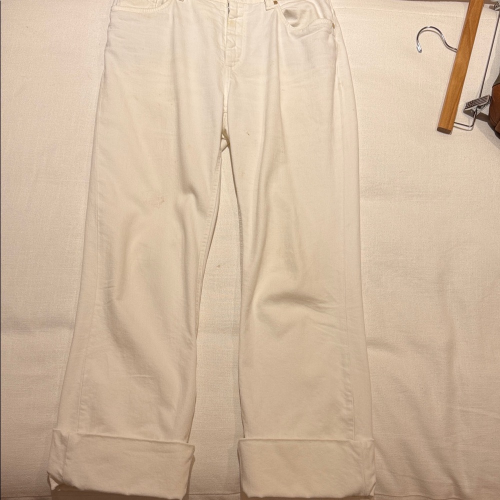 Brunello Cucinelli Cream Straight Leg Jeans